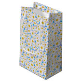 Ditzy Daisies op Blue Custom Kleine Gift Bag Klein Cadeauzakje (Achterkant Gekanteld)