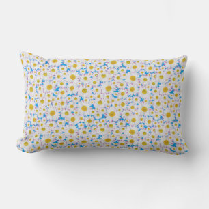 Ditzy Daisies op Blue Custom Lumbar Pillow Kussen