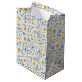 Ditzy Daisies op Blue Custom Medium Gift Bag Cadeauzakje
