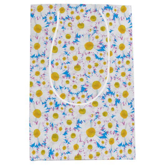 Ditzy Daisies op Blue Custom Medium Gift Bag Cadeauzakje (Voorkant)