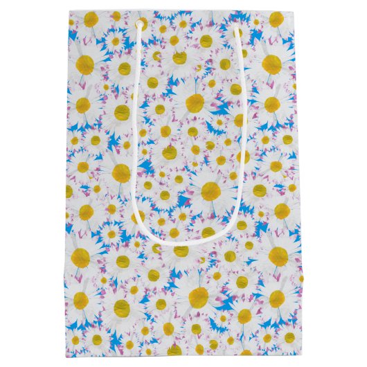 Ditzy Daisies op Blue Custom Medium Gift Bag Cadeauzakje (Achterkant)