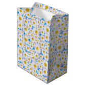 Ditzy Daisies op Blue Custom Medium Gift Bag Cadeauzakje (Achterkant Gekanteld)