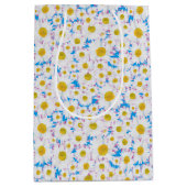 Ditzy Daisies op Blue Custom Medium Gift Bag Medium Cadeauzakje (Voorkant)