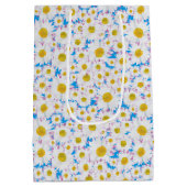 Ditzy Daisies op Blue Custom Medium Gift Bag Medium Cadeauzakje (Achterkant)