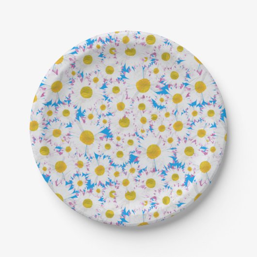 Ditzy Daisies op Blue Custom Paper Borden Papieren Bordje (Voorkant)