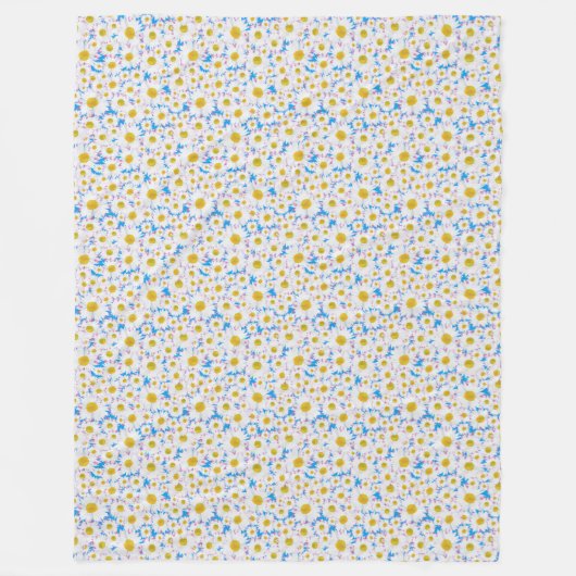 Ditzy Daisies over Blue Custom Fleece Blanket Deken (Voorkant)