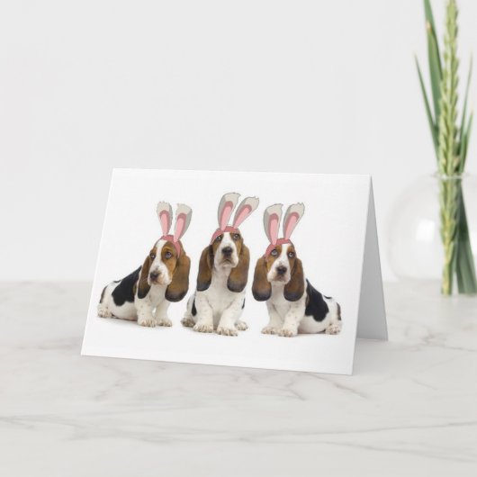Ditzy Dogs~Original Notecard~Basset Hounds~Easter Feestdagen Kaart (Voorkant)