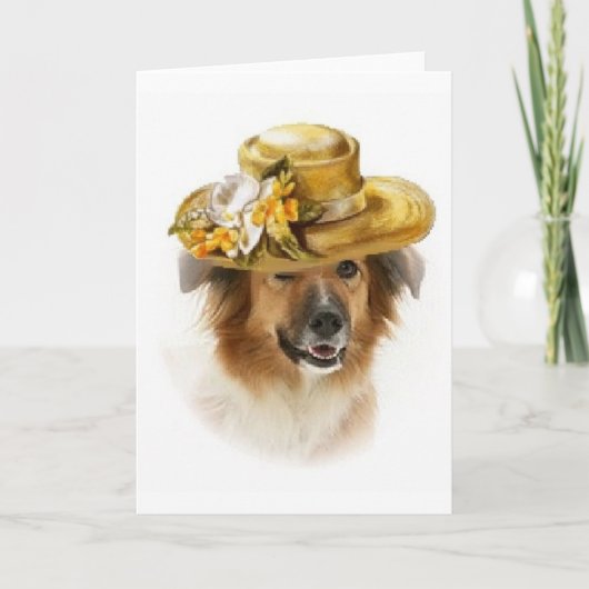 Ditzy Dogs~Original Notecard~Border Collie~Easter Feestdagen Kaart (Voorkant)