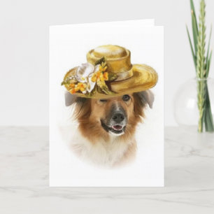 Ditzy Dogs~Original Notecard~Border Collie~Easter Feestdagen Kaart