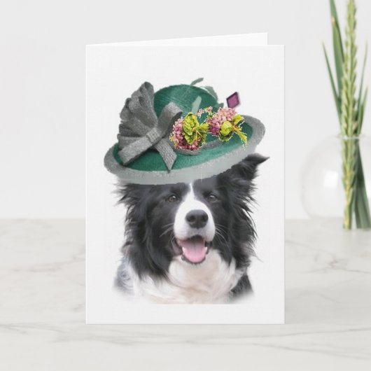 Ditzy Dogs~Original Notecard~Border Collie~Easter Feestdagen Kaart (Voorkant)