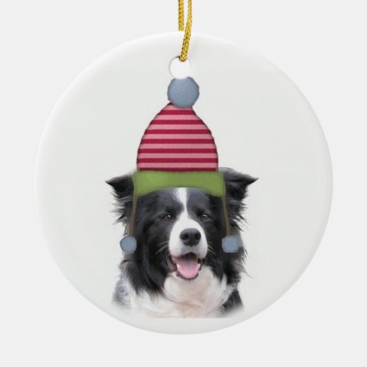 Ditzy Dogs~Original Ornament~Border Collie Keramisch Ornament (Voorkant)