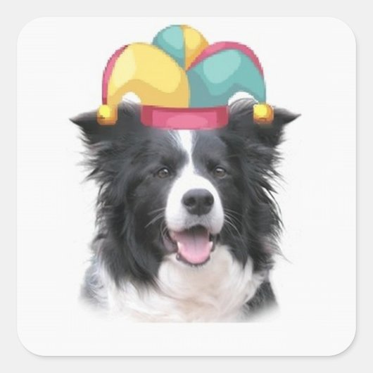 Ditzy Dogs~Originele Sticker~Border Collie Vierkante Sticker (Voorkant)