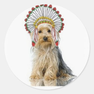 Ditzy Dogs~Originele Sticker~Yorkie Ronde Sticker