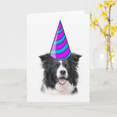 Ditzy Dogs ~ Wenskaart ~ Border Collie Verjaardag Kaart (Gele Bloem)
