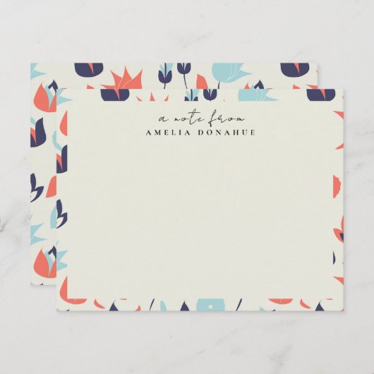 Ditzy Floral Pattern Specialized Stationery Notitiekaartje (Voorkant / Achterkant)