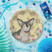 Ditzy Floral Sphynx Cat Dove Party Papieren Bordje (Feest)