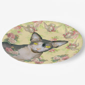 Ditzy Floral Sphynx Cat Dove Party Papieren Bordje (Gekanteld)