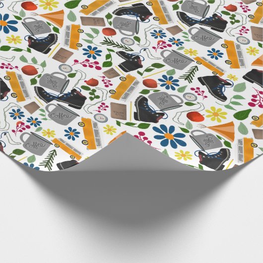 Ditzy grillig wandelpatroon cadeaupapier (Hoek)