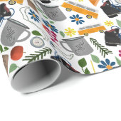 Ditzy grillig wandelpatroon cadeaupapier (Rol Hoek)