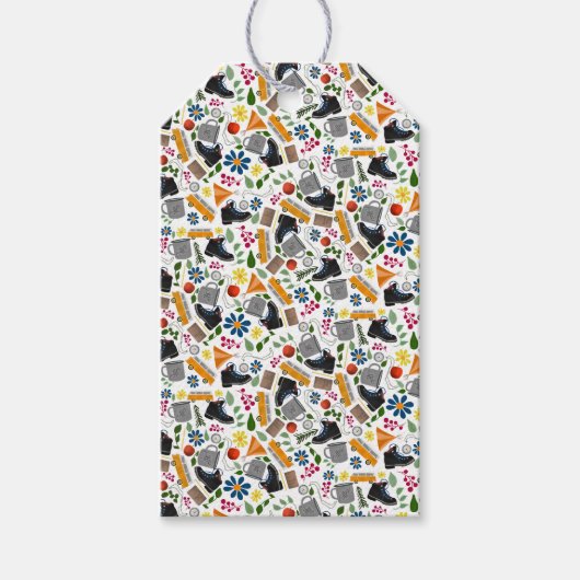 Ditzy grillig wandelpatroon | Folk Art Outdoor Cadeaulabel (Voorkant)