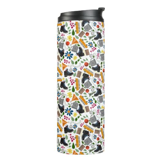 Ditzy grillig wandelpatroon | Folk Art Outdoor Thermosbeker (Gedraaid links)