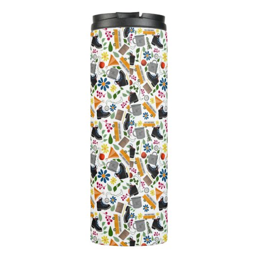 Ditzy grillig wandelpatroon | Folk Art Outdoor Thermosbeker (Achterkant)