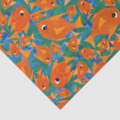 Ditzy Oranje Fishing on Green and Blue Tissue Pape Tissuepapier (Detail)