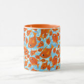 Ditzy Oranje Fishing on Watery Blue Ringer Mok (Midden)