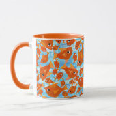 Ditzy Oranje Fishing on Watery Blue Ringer Mok (Links)