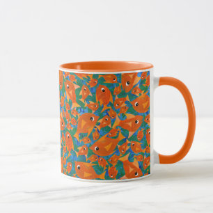 Ditzy Oranje Fishing on Zee Green and Blue Mok