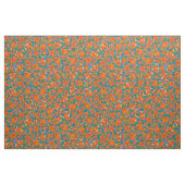 Ditzy Oranje Fishing Pattern on Blue Green Fabric Stof (Fat Quarter)