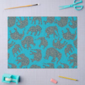 Ditzy Paisley Olifanten op Turquoise Tissue Paper Tissuepapier (Craft)