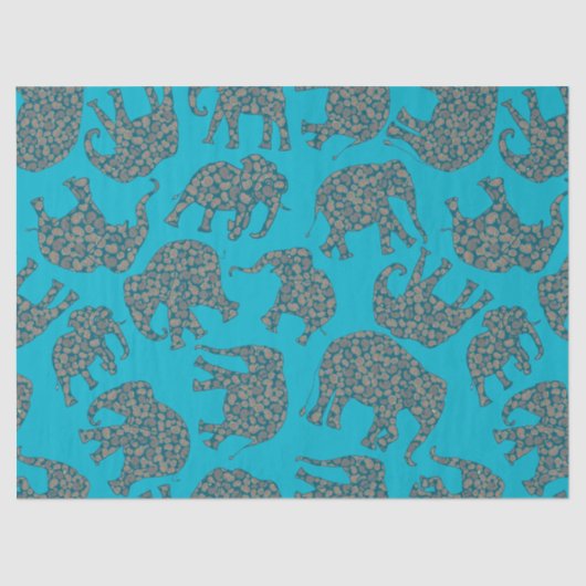 Ditzy Paisley Olifanten op Turquoise Tissue Paper Tissuepapier (Voorkant)