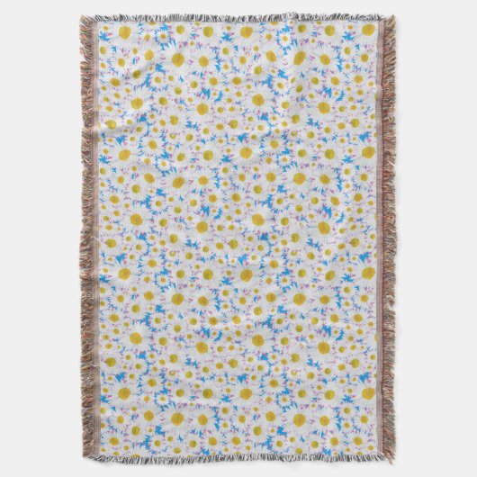 Ditzy White Daisies on Sky Blue Background Deken (Voorkant Verticaal)