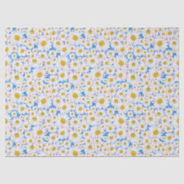 Ditzy White Daisies on Sky Blue Background Tissuepapier