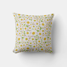 Ditzy Witte Daisies op Grass Groene Achtergrond Kussen