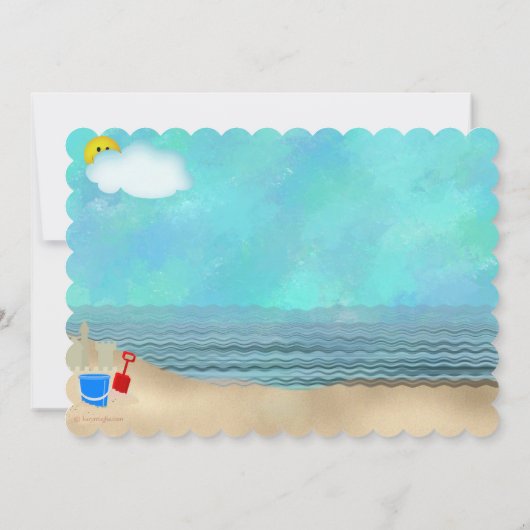 Diva Beach Party Invitation Kaart (Achterkant)