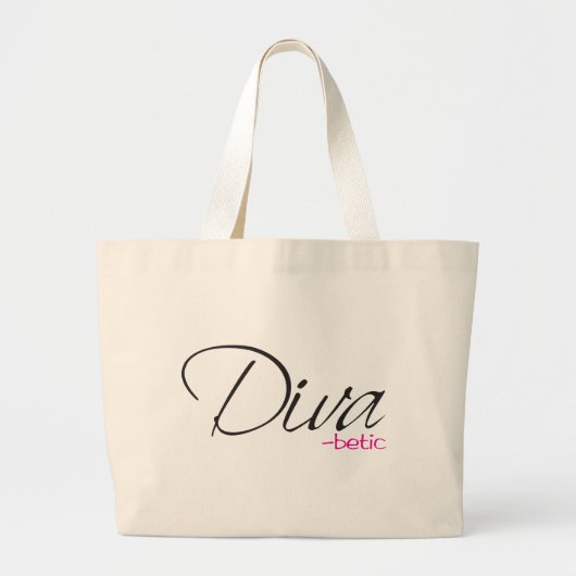 Diva-betic Grote Tote Bag (Voorkant)