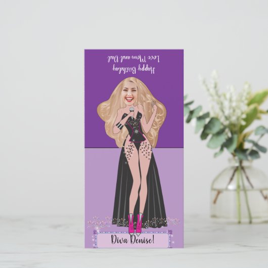 Diva Birthday DIY pop-up Kaart (Staand voorkant)