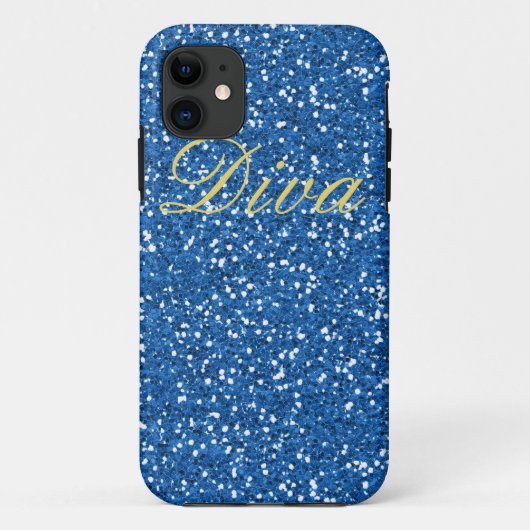 Diva Blue Faux Glitter Case-Mate iPhone Case (Achterkant)