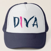Diva Blue & Roze tekstontwerp Trucker Pet (Voorkant)