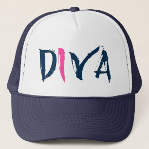 Diva Blue & Roze tekstontwerp Trucker Pet