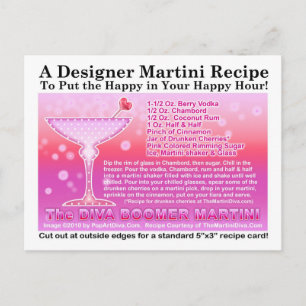 Diva Boomer Pink Martini Recipe Briefkaart