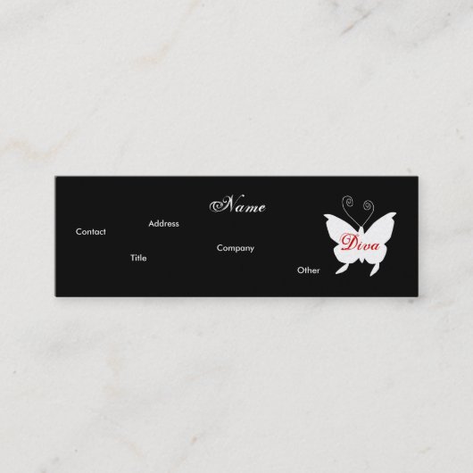 Diva Butterfly I-profielkaart - instelbaar Mini Visitekaartje (Voorkant)