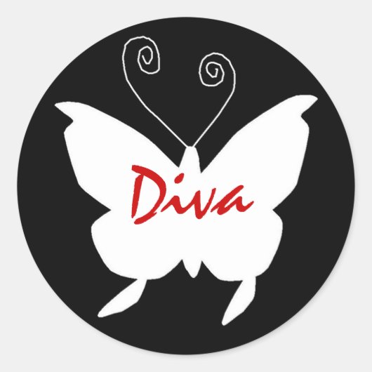 Diva Butterfly I Ronde Sticker (Voorkant)