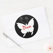 Diva Butterfly I Ronde Sticker (Envelop)