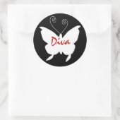Diva Butterfly I Ronde Sticker (Tas)