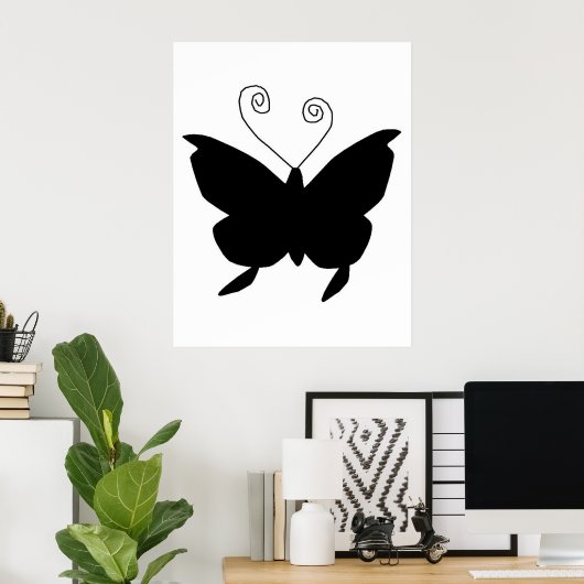 Diva Butterfly in zwart Poster (Thuiskantoor)