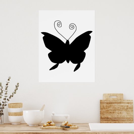 Diva Butterfly in zwart Poster (Keuken)