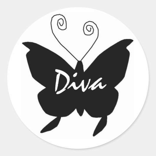 Diva Butterfly Ronde Sticker (Voorkant)